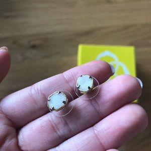 kendra scott studs in gold with white drusy